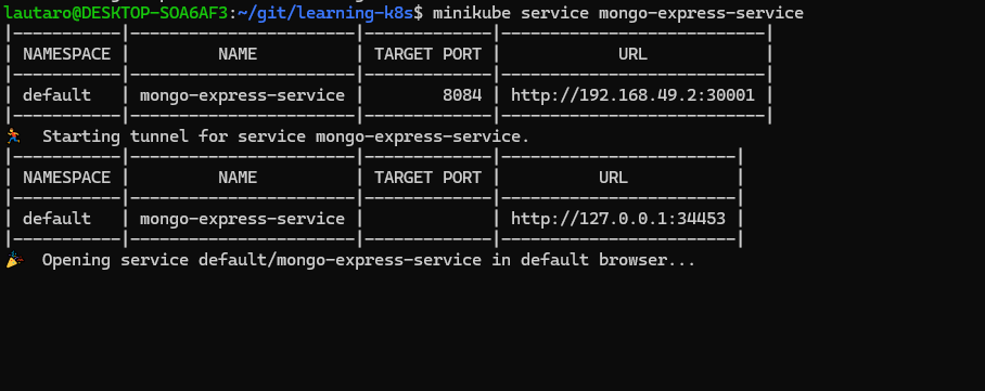 running minikube service